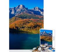 Puzzle da 1000 pezzi per adolescenti Lago Almsee in autunno,Alta Austria Decorazione per la casa Giocattoli Idee regalo Gioco educativo per compleanno,Natale Dimensioni 38x52cm