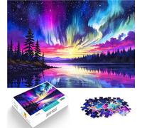 Puzzle da 1000 pezzi per adolescenti Lago Aurora Boreale Difficile da completare ma divertente e umoristico Regalo di opere d'arte 38x26cm
