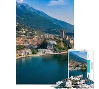 Puzzle da 1000 pezzi per adolescenti Lago di Garda Malcesine Puzzle per adulti Giochi per famiglie Modello di assemblaggio Sfida educativa (Dimensioni 50x75cm)