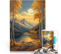 Puzzle da 1000 pezzi per adolescenti Lago di montagna autunnale Fatto di cartone per 14+ Gioco di decorazione della casa Buon regalo misurare:38x52cm