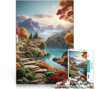 Puzzle da 1000 pezzi per adolescenti Lago di montagna autunnale Per il divertimento in famiglia Regalo di compleanno, regali, arte murale 50x70cm