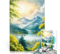 Puzzle da 1000 pezzi per adolescenti Lago di montagna nebbioso Riduzione dello stress interessante offerte come regali per tutta la famiglia 50x70cm