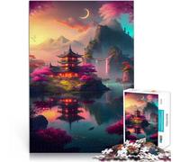 Puzzle da 1000 pezzi per adolescenti lago nella Foresta di Mezzo Allena il tuo cervello e le tue mani con poster abbinato e foglio di quiz 52x38cm