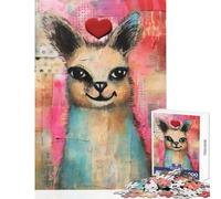 Puzzle da 1000 pezzi per adolescenti lama sorridente con cuore San Valentino tecnica mista giocattoli antistress idee regalo gioco per famiglie allena il cervello e le mani dimensioni 38x26cm