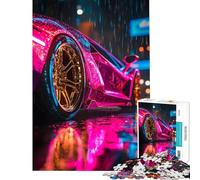Puzzle da 1000 pezzi per adolescenti Lamborghini rosa sotto la pioggia Sfida educativa passatempo ideale per le vacanze a casa gioco fai-da-te per ragazzi dai 14 anni in su Gioco di puzzle offerto