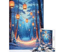 Puzzle da 1000 pezzi per adolescenti lanterne della foresta invernale incantata giocattolo decorazione da parete ottimo regalo per giochi rilassanti giochi difficili e stimolanti (dimensioni 38x52cm)