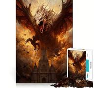 Puzzle da 1000 pezzi per adolescenti "L'attacco del drago di fuoco",decorazione con intagli precisi,gioco cognitivo,giocattolo per il tempo libero,regalo di Natale rilassante (38x26cm)