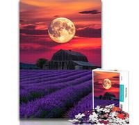 Puzzle da 1000 pezzi per adolescenti Lavanda sotto la luna, 1000 pezzi, per adolescenti e adulti, allena il cervello e le mani, regalo di compleanno, regali 26x38cm