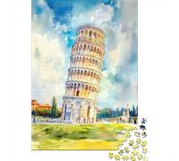 Puzzle Da 1000 Pezzi Per Adolescenti Leaning Tower of Pisa Watercolor-4 Puzzle Per Adulti Gioco Per Famiglie Corsa Di Velocità Manuale Regali Unici Per Compleanno E Natale 70x50cm/1000pcs