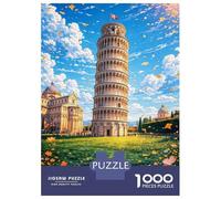 Puzzle Da 1000 Pezzi Per Adolescenti Leaning Tower of Pisa with Flowers Puzzle Per Adulti Gioco Pratico Vacanza A Casa Passa Il Tempo Aiuta Ad Allenare Il Cervello 52x38cm/1000pcs