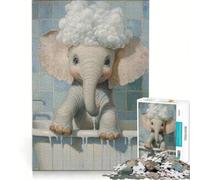 Puzzle da 1000 pezzi per adolescenti "L'elefante che fa il bagno", gioco pratico, sfida impegnativa, collezione d'artista, belle arti 38x26cm