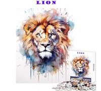 Puzzle da 1000 pezzi per adolescenti leone acquerello giocattolo educativo regali di Babbo Natale segreto gioco rompicapo aiuta il cervello ad allenarsi dimensioni 50x75cm