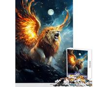 Puzzle da 1000 pezzi per adolescenti Leone alato che ruggente al chiaro di luna Decorazione per la casa Giocattoli Regalo di compleanno Giochi rilassanti per compleanno Natale Dimensioni 50x75cm