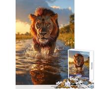 Puzzle da 1000 pezzi per adolescenti Leone che cammina nell'acqua Decorazione per la casa Giocattoli Opera d'arte Regalo Giochi rilassanti con pezzi completamente interconnessi di forma casuale