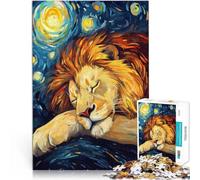 Puzzle da 1000 pezzi per adolescenti Leone che dorme sotto una notte stellata Gioco pratico Giocattoli per la decorazione della casa 50x70cm