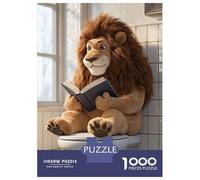 Puzzle da 1000 pezzi per adolescenti, leone che legge il libro sul WC, puzzle per adulti, gioco di famiglia, ma divertente e divertente, sfida didattica, 70 x 50 cm/1000 pezzi