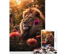 Puzzle da 1000 pezzi per adolescenti Leone floreale al tramonto Giocattolo educativo Ottimi regali e giocattoli Gioco rompicapo Allena il tuo cervello e le tue mani Dimensioni 38x52cm