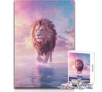 Puzzle da 1000 pezzi per adolescenti, leone maestoso in un cielo da sogno, giocattolo, gioco intellettuale, vacanze a casa, ammazzare il tempo, regali di Babbo Natale segreto, dimensioni 38x52cm