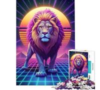 Puzzle da 1000 pezzi per adolescenti leone Synthwave puzzle da 1000 pezzi decorazione per la casa giocattolo educativo gioco dal design accattivante (38x26cm)