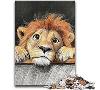 Puzzle da 1000 pezzi per adolescenti Leone triste per età 14+ Gioco rompicapo Il miglior regalo per adulti e adolescenti 26x38cm