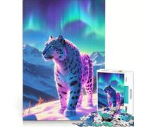 Puzzle da 1000 pezzi per adolescenti leopardo delle nevi Aurora Neon decorazione da parete passatempo ideale per le vacanze a casa per rafforzare l'amore tra le coppie 38x26cm