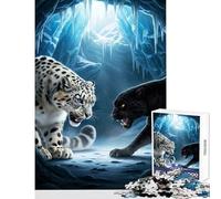 Puzzle da 1000 pezzi per adolescenti leopardo delle nevi confronto tra pantera e giocattolo educativo ottimi regali e giocattoli giochi rilassanti attività divertenti a casa dimensioni 50x75cm