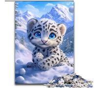 Puzzle da 1000 pezzi per adolescenti, leopardo delle nevi, gioco intellettuale per rafforzare l'amore tra coppie dai 14 anni in su (dimensioni 50x75cm)