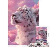 Puzzle da 1000 pezzi per adolescenti Leopardo delle nevi tra le nuvole rosa Giocattoli antistress Regalo per compleanni Giochi rilassanti Ogni pezzo è unico - dimensioni 38x52cm