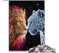 Puzzle da 1000 pezzi per adolescenti, leopardo e leone, per 14+ anni, gioco impegnativo come regalo per tutta la famiglia e gli amici (dimensioni 50x75cm)