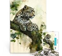 Puzzle da 1000 pezzi per adolescenti Leopardo su un ramo di un albero Giochi Giocattoli regalo per tutta la famiglia 38x26cm