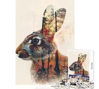 Puzzle da 1000 pezzi per adolescenti Lepre Doppia esposizione Decorazione per la casa Giocattoli Regalo Compleanno Giochi rilassanti Attività divertenti a casa Dimensioni 38x52cm