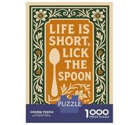 Puzzle Da 1000 Pezzi Per Adolescenti Life Is Short, Lick The Spoon Puzzle Per Adulti Giochi Divertenti Decorazione Murale Riduzione Dello Stress Regali 52x38cm/1000pcs
