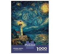 Puzzle Da 1000 Pezzi Per Adolescenti Lighthouse at Night with Swirling Sky Puzzle Per Adolescenti Gioco Pratico Migliora La Memoria Regali Per Amici E Familiari 38x26cm/1000pcs