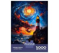 Puzzle Da 1000 Pezzi Per Adolescenti Lighthouse Under Starry Sky Puzzle Per Adulti Giochi Divertenti Antistress Regali Unici Per Compleanno E Natale 38x26cm/1000pcs