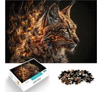 Puzzle da 1000 pezzi per adolescenti Lince fatta dal fuoco Giocattoli Giochi Educativi Antistress con poster abbinato e foglio di quiz 38x26cm