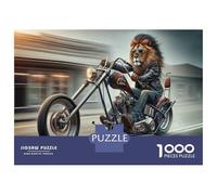 Puzzle Da 1000 Pezzi Per Adolescenti Lion Biker Motorcycle Adventure Puzzle Per Adolescenti Gioco Rompicapo Regali Per Donne Attività Divertenti A Casa 52x38cm/1000pcs