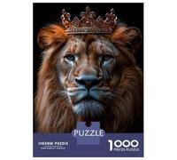 Puzzle Da 1000 Pezzi Per Adolescenti Lion King Portrait with Golden Crown Puzzle Per Adulti Gioco Per Famiglie Sfida Difficile Ideale Come Regalo 52x38cm/1000pcs