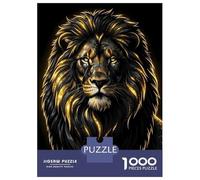 Puzzle Da 1000 Pezzi Per Adolescenti Lion with Golden Highlights on Black Puzzle Per Adulti Gioco Per Famiglie Assemblaggio Di Modelli Regali Unici Per Compleanni E Occasioni Speciali 38x26cm/1000pcs