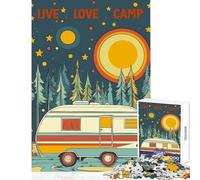 Puzzle da 1000 pezzi per adolescenti Live Love Camp Retro Camper Poster Giocattoli antistress Regali di Babbo Natale segreto Gioco rompicapo Difficile da completare Dimensioni 50x75cm
