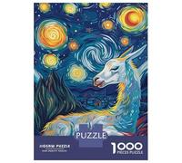 Puzzle Da 1000 Pezzi Per Adolescenti Llama in Starry Night Style(2) Puzzle Per Adolescenti Gioco Per Famiglie Migliora La Memoria Regali Unici Per Compleanno E Natale 52x38cm/1000pcs
