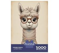 Puzzle Da 1000 Pezzi Per Adolescenti Llama with Glasses And Scarf, Vintage Style Puzzle Per Adulti Gioco Rompicapo Modello Di Assemblaggio Regali Per Amici E Familiari 70x50cm/1000pcs