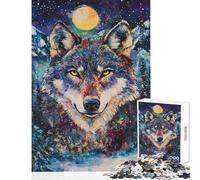 Puzzle da 1000 pezzi per adolescenti "Lo sguardo del lupo al chiaro di luna" - Gioco per famiglie attività fai da te regali unici per compleanni e Natale (38x52cm)