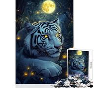 Puzzle da 1000 pezzi per adolescenti Lo sguardo della tigre al chiaro di luna gioco educativo divertente e spiritoso decorazione da parete compleanni e occasioni speciali (38x52cm)