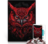 Puzzle da 1000 pezzi per adolescenti Lo sguardo di un gufo rosso Riduzione dello stress interessante con poster abbinato e foglio di quiz 38x26cm