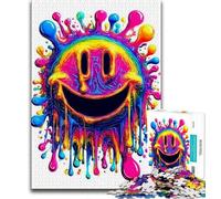 Puzzle da 1000 pezzi per adolescenti logo con sorriso ad acquerello 1000 pezzi per adolescenti antistress sfida difficile regali di Babbo Natale segreto 26x38cm