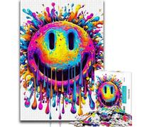 Puzzle da 1000 pezzi per adolescenti, logo con sorriso ad acquerello, puzzle per adulti, antistress, sfida difficile, regali di Babbo Natale segreto (dimensioni 38x26cm)