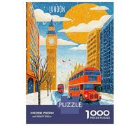 Puzzle Da 1000 Pezzi Per Adolescenti London Winter Scene with Red Buses Puzzle Per Adulti Giochi Rilassanti Perfetto Per Decorare E Fare Regali A Tutta La Famiglia 52x38cm/1000pcs