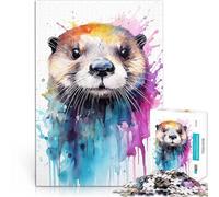Puzzle da 1000 pezzi per adolescenti Lontra di mare ad acquerello Gioco a quiz con pezzi completamente interconnessi di forma casuale 75x50cm