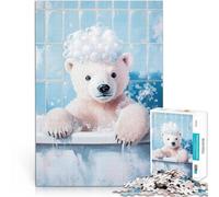 Puzzle da 1000 pezzi per adolescenti L'ora del bagno dell'orso polare Gioco impegnativo Ogni pezzo è unico - Gioco divertente e stimolante per tutta la famiglia 75x50cm