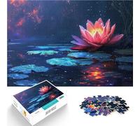 Puzzle da 1000 pezzi per adolescenti Loto rosa nel cielo notturno giochi divertenti per famiglie Collezione di artisti, Belle arti 38x26cm